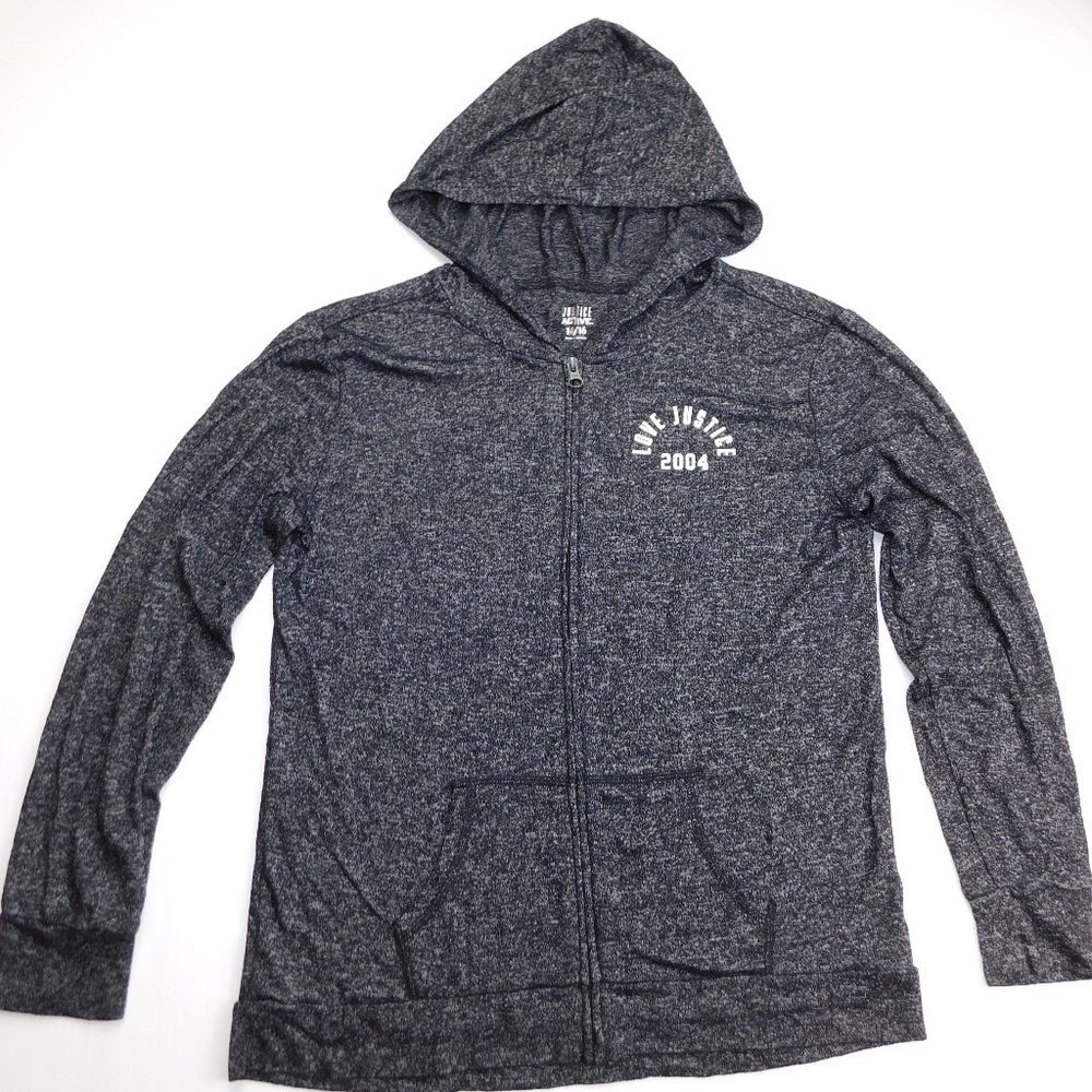 Justice Lightweight Salt Pepper Full Zip Hoodie Youth Girls 14 - 16
